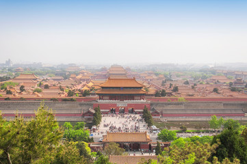 Fototapeta na wymiar Forbidden City Beijing hazy sky China