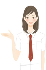 生徒 ブラウス　女子高生　自己紹介　笑顔のイラスト
