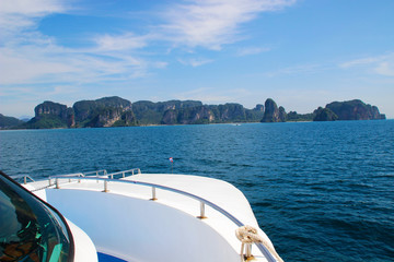 ao nang, background, bay, beach, beautiful, blue, boat, coast, holiday, island, landscape, nature, ocean, outdoor, paradise, sea, seascape, sky, speed boat, summer, tourism, travel, tropical, vacation