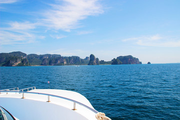 ao nang, background, bay, beach, beautiful, blue, boat, coast, holiday, island, landscape, nature, ocean, outdoor, paradise, sea, seascape, sky, speed boat, summer, tourism, travel, tropical, vacation