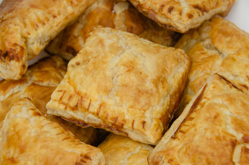 View of puff pastries filled with guava.