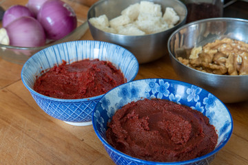 Tomato and Pepper Pastes on Table