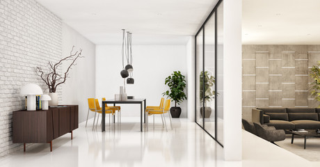 Fototapeta na wymiar large luxury modern minimal bright interiors room mockup illustration 3D rendering