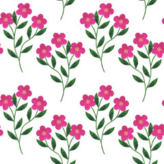  Seamless pattern stylized flowers pink watercolor illustration