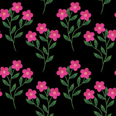  Seamless pattern stylized flowers pink watercolor illustration