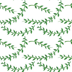 Seamless pattern liana tropics jungle flowers watercolor illustration