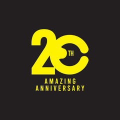20 Th Amazing Anniversary Celebration Vector Template Design Illustration Logo Icon