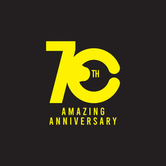 70 Th Amazing Anniversary Celebration Vector Template Design Illustration Logo Icon