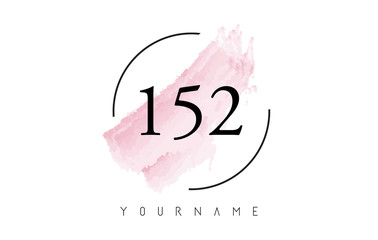 Number 152 Watercolor Stroke Logo Design with Circular Brush Pattern.