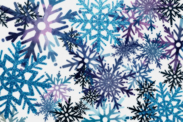 Naklejka na ściany i meble pattern with watercolor snowflakes and glitter.