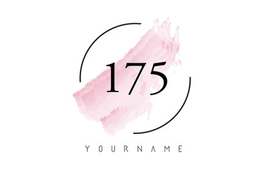 Number 175  Watercolor Stroke Logo Design with Circular Brush Pattern.