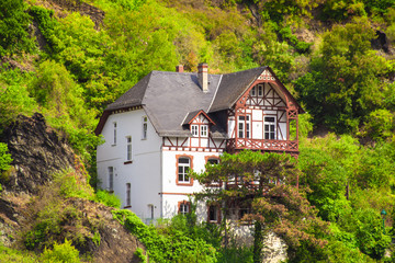 Fototapeta na wymiar Half-timbered Home in Sankt Goar Germany displaying typical German architecture
