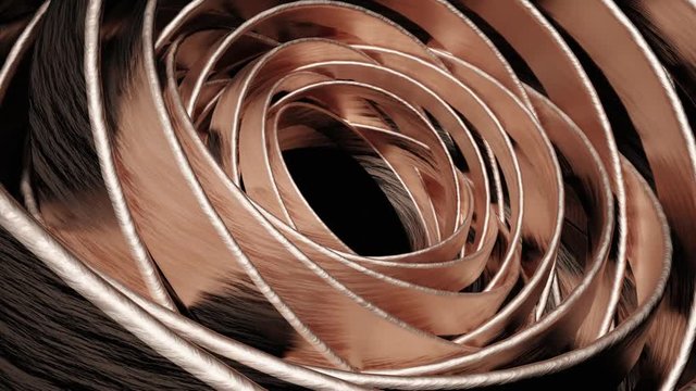 Cyclic motion 3d abstraction golden rings revolve around its geometric center.