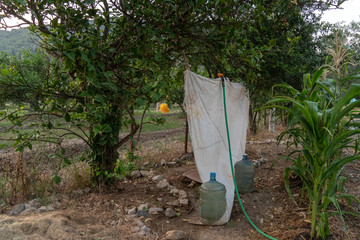 Makeshift Shower on Zero Waste Farm
