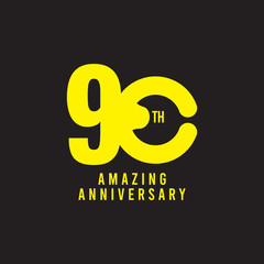 90 Th Amazing Anniversary Celebration Vector Template Design Illustration Logo Icon