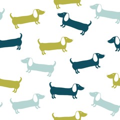 Dachshund pattern blue and green