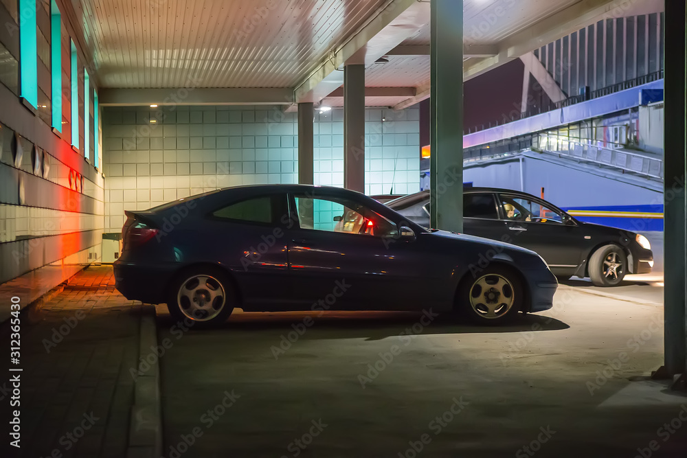 Canvas Prints cars at night in a parking lot