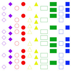 Background of colored shapes: square, triangle, circle