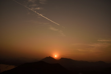 Neemach mata temple sunset view, udaipur, India