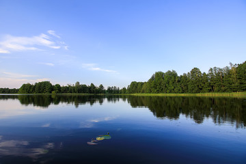 Obraz premium Scenic view to landscape with lake in Latvia, Latgale, East Europe. Summer nature.