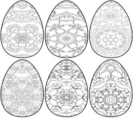 6 Easter egg coloring book for relax time