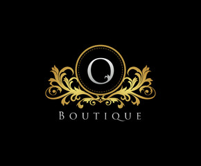Golden O Boutique Logo Icon, Luxury O Letter Logo Design.