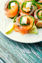 Smoked salmon roll with cheese