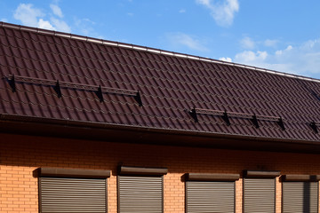 The roof of corrugated sheet on a building