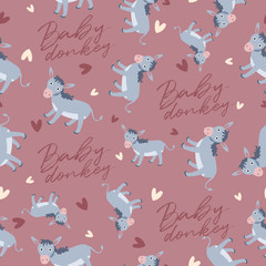 Big set of young animal seamless pattern : Vector Illustration