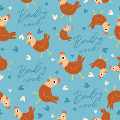 Big set of young animal seamless pattern : Vector Illustration