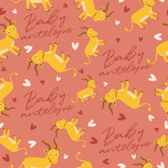 Big set of young animal seamless pattern : Vector Illustration