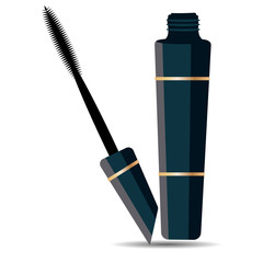 Tube of mascara with brush. Vector art