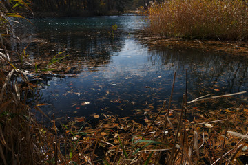 空が反射した湖面