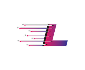 L Letter Digital Data Logo Icon, Fast Hi-tech L Design Concept.
