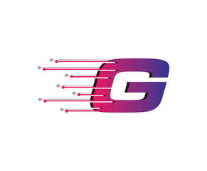 G Letter Digital Data Logo Icon, Fast Hi-tech G Design Concept.