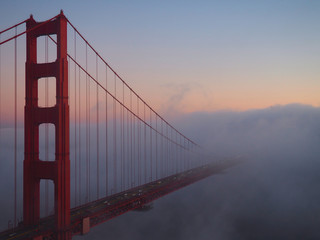 Golden Gate Bridge under the fog 