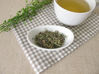 A cup of shepherds purse herbal tea