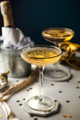 New Year champagne in glasses, celebrate background