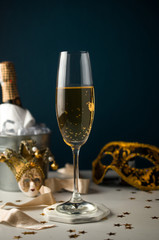New Year champagne in glasses, celebrate background