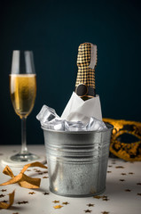 New Year champagne in bucket, Happy new Year, 2020