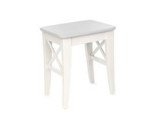 Wooden stool close up on white background