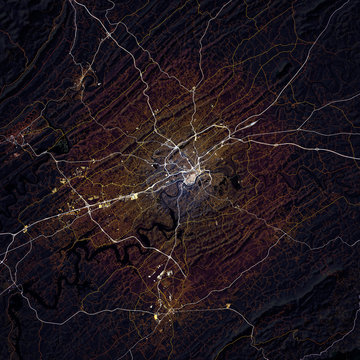 Map Knoxville City. Tennessee