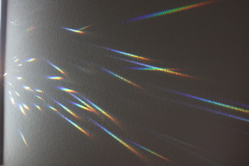 プリズムにより発生した虹色の光