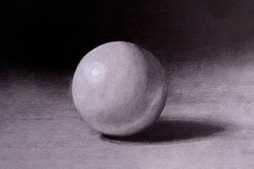 Sfera disegnata a mano libera in chiaroscuro