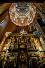 Obraz premium Moscow, Russia: Pokrovsky Cathedral (St. Basil's Cathedral) in Moscow on Red Square, interior decoration; chandelier