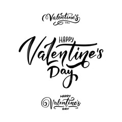 Set of hand written lettering phrases Happy valentine's day. Collection of brush painted lettering phrases