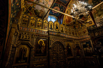 Fototapeta na wymiar Moscow, Russia: Pokrovsky Cathedral (St. Basil's Cathedral) in Moscow on Red Square, interior decoration