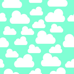 Cute Clouds Pattern. Seamless Vector.
