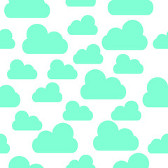 Cute Clouds Pattern. Seamless Vector.