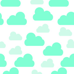 Cute Clouds Pattern. Seamless Vector.